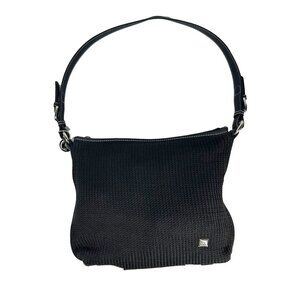 The Sak Black Crochet Shoulder Bag Purse Adjustable Strap Style 4521